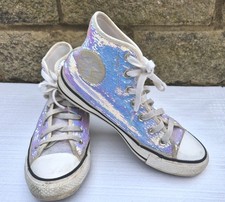 Converse Women/Girls All Star Glitter Sequin Hi Top Trainers, Pink Size UK 5