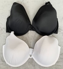2 x MATALAN 38DD padded PUSH-UP PLUNGE BRAS underwired WHITE/BLACK vgc