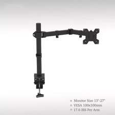 SINGLE ARM DESK MOUNT LCD LED COMPUTER MONITOR BRACKET STAND 13”-27” SCREEN TV
