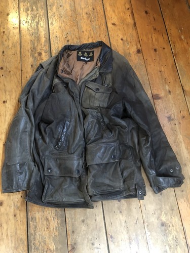 Barbour brown leather jacket - brown,