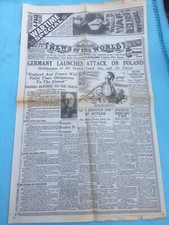 News Of The World Replica Newspaper? WW2 - September 3 1939
