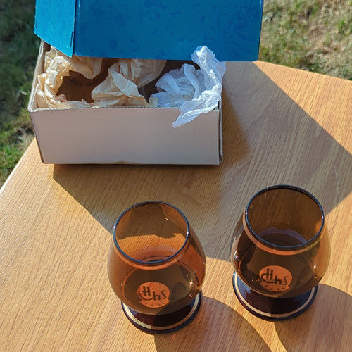 Set brown cognac glasses - cognac,