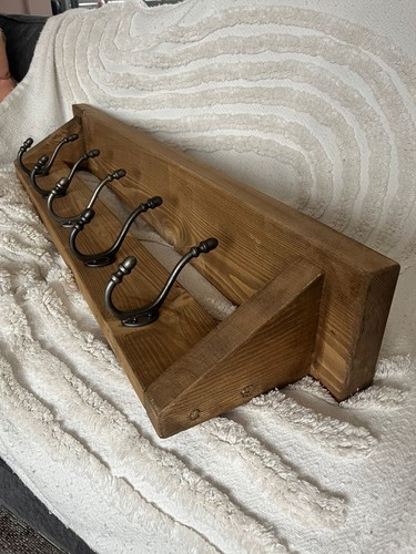 Solid wooden rustic coat - , rack