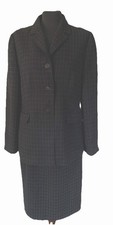 PLANET Two Piece Skirt Suit Black Check Fully Lined Suit Size 12