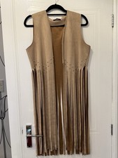 Long Fringed Tan Waistcoat