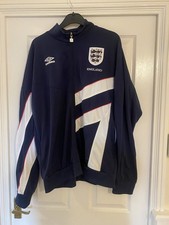  Umbro England Track Jacket Mens XXL Blue Zip 1995/96 Football REMAKE 