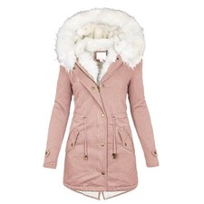 Women Fleece Hooded Winter Coat Thermal Long Parka Plus Size Warm 8 color UK Hot