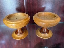 Wooden Hand Made Candle Holders (1 pair)