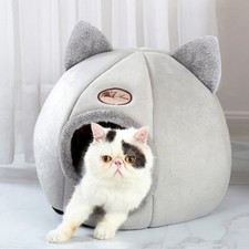 Pet Warm Cave Beds for Indoor Cats Cozy Wool House Igloo Cat Nest Kennel M/L/XL