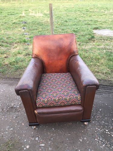 Leather art deco armchair - a,
