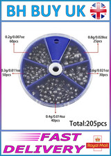 205 x LEAD FISHING WEIGHTS IN