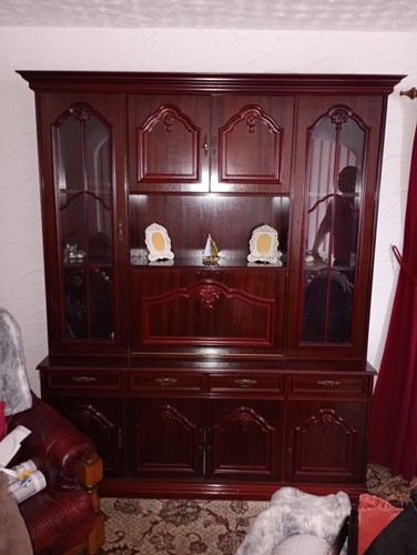 Brown wood glass display - &,