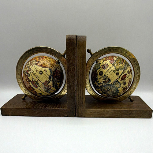 Vintage globe bookends set - bookends,