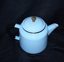Vintage Enamel Tea Pot. Light Blue. Retro. Collectable.