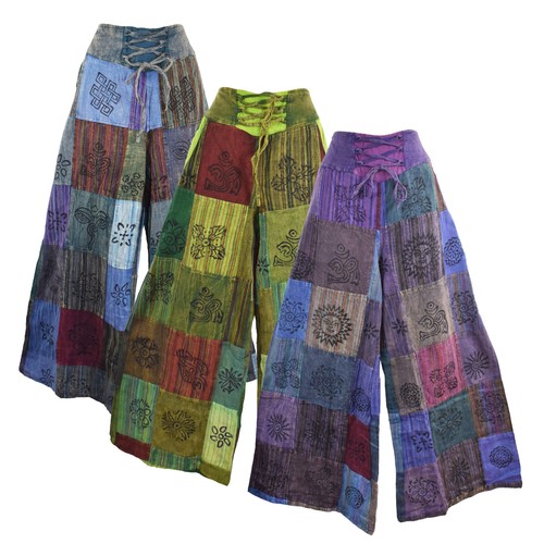 Patchwork printed wide leg - patchwork,