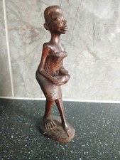 African Wooden Statue Of Woman 18cm Tall
