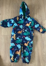 Childs Navy Dinosaur Print Zipped Puddle/Rainsuit  Suit Age 1-1.5 Years