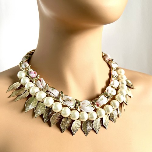 Greek glass peral necklace - glass,