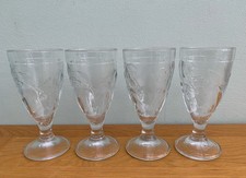 Vintage French Glass Sundae Knickerbocker Glory Dishes Embossed Fruit Design x 4