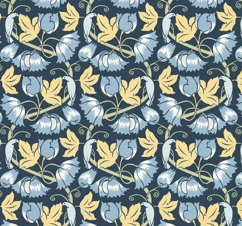 Cotton fabric voysey birds - cotton, in