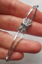 835 Silver Blue Glass Dragonfly Bracelet. R7M