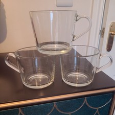 IKEA 365+ 36 cl Mug Clear Glass For Tea Cold Drinks With Handle & Coffee Hot x 3