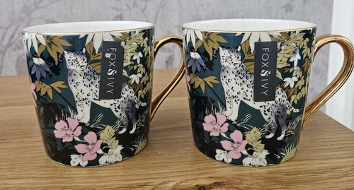 Fox ivy floral mugs gold - 2, x