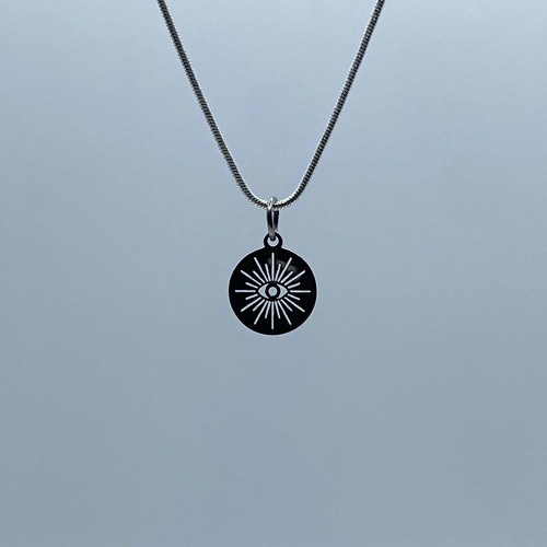 Dainty silver evil eye pendant - evil,