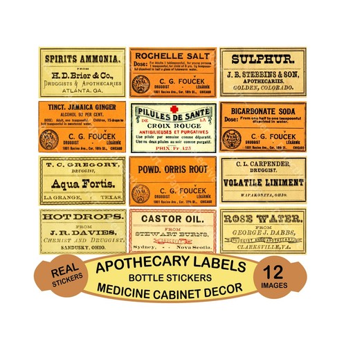 Apothecary specimen label - apothecary,