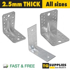 Heavy Duty 2.5 &3mm Thick Angle Bracket Zinc Plated Reinforced Corner Galvanised
