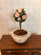 Dolls House 1/12 Scale Miniature Rose Tree In Porcelain Pot