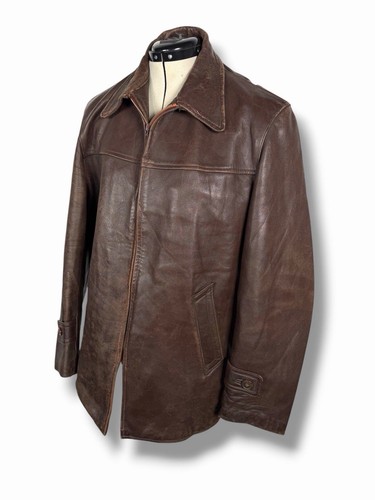 Vintage french leather jacket - leather,