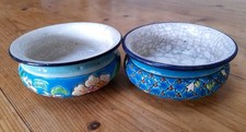 2 enamel French emaux de Longwy dishes 1920s 9cm diameter