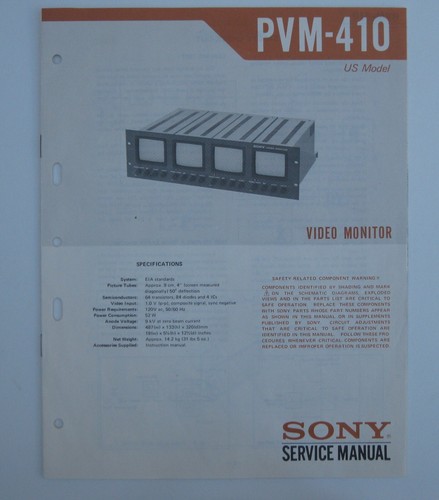 Service manual for - manual, sony
