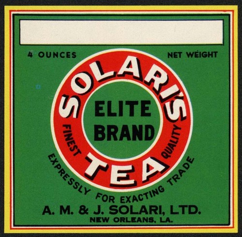 Vintage label solaris tea - label,