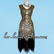 LADIES SEQUINED BEADED 20s GATSBY STYLE PARTY DRESS SIZE 4XL fits 18/20