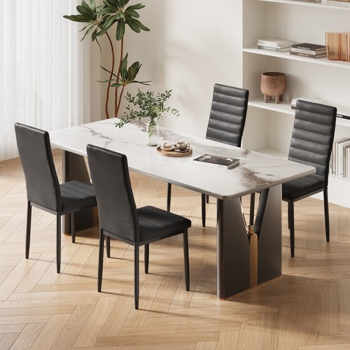 Set faux leather dining - 4,