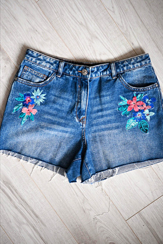 Women blue denim cut - blue, cut-off