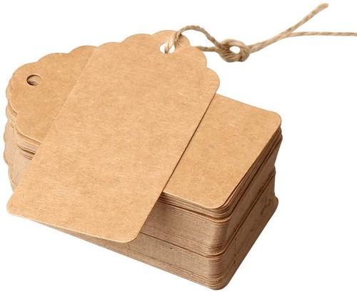 Brown price tags with - price, string