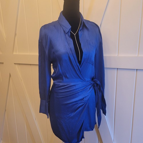 Zara cobalt blue satin wrap - zara,
