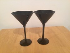 Black glass martini glasses - glass,