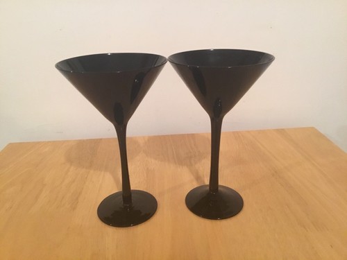 Black glass martini glasses - black,