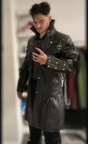 Men black leather gothic - leather,