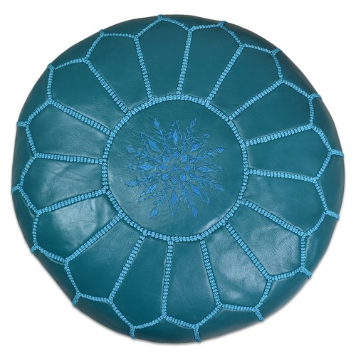 Moroccan leather pouf ocean - pouf,