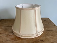 100% Dupion Silk Banded Oval Table Lamp Shade, 35 X 29 cm, New Unused, Honey