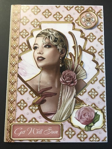 Decoupaged pink art deco - a5,