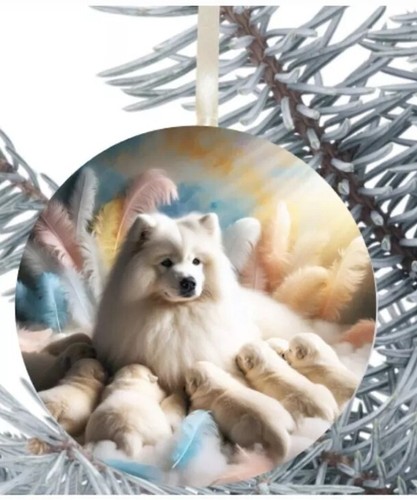Samoyed dog hanging bauble - dog,