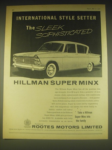 1962 hillman super minx car - 1962,
