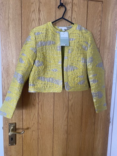 Yellow cropped brocade - h&m,