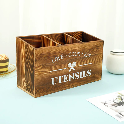 Wooden kitchen utensil holder - wooden,